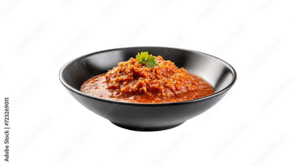 Bowl of spicy bolognese sauce isolated on transparent background