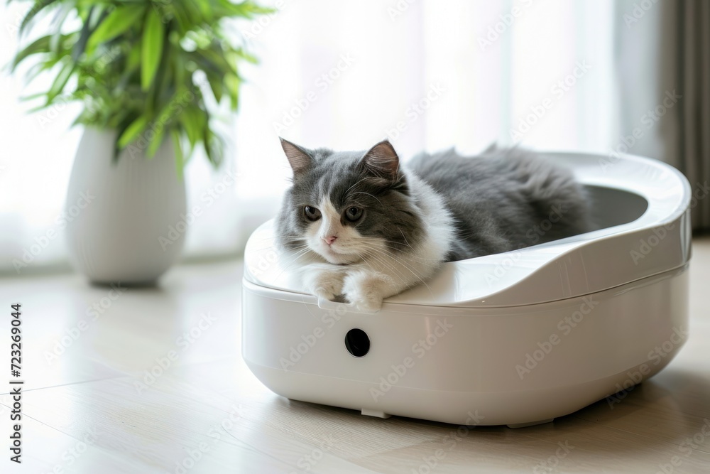 Obraz na płótnie Cat s automated toilet Pet devices w salonie