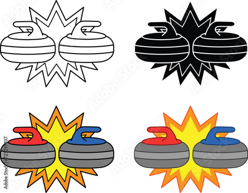 Curling Match or Bonspiel Graphic - Outline, Silhouette & Color