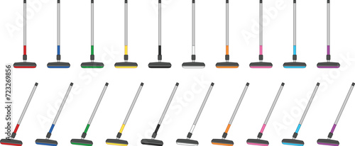 Multi Color Curling Broom Clipart Set 