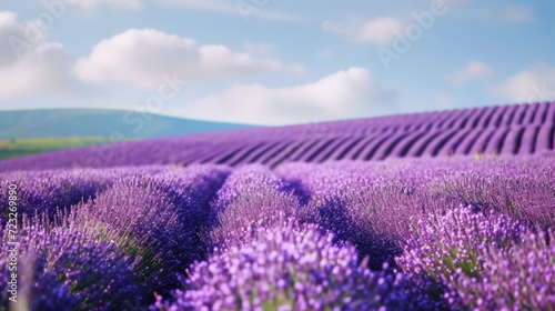 Lavender field at sunset during summer
