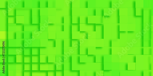 Abstract Green Squares geometric pattern on Green Background, extrude style 3D geometric abstract green background, Modern seamless Successful Technology Startup background with cubes.	