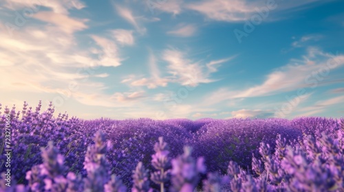 Lavender field at sunset during summer