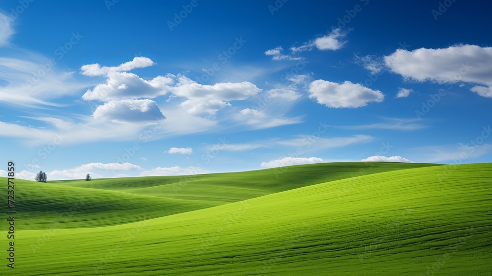 Landscape of a green field