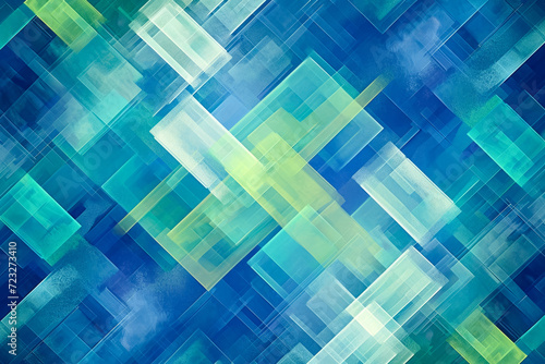 background with a pattern of overlapping diamonds in shades of green and blue