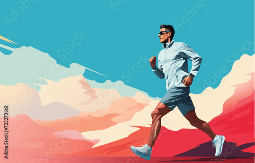 flat illustration of a male runner