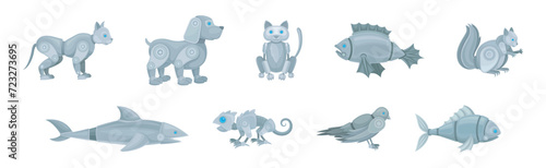 Mechanical Animals and Futuristic Mechanic Pets Vector Set