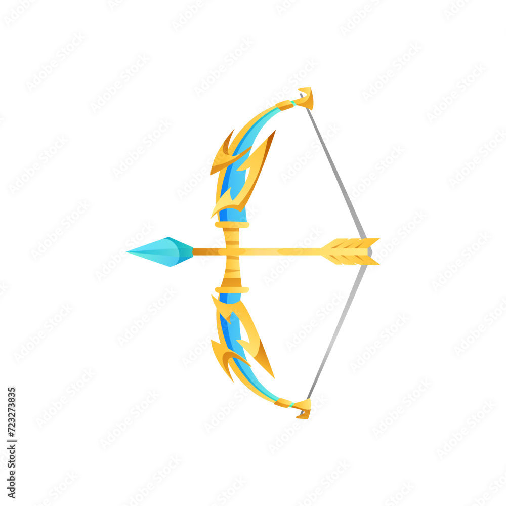Bow and arrow, element for game design, vector illustration on white Bow and arrow, element for game design, vector illustration on white