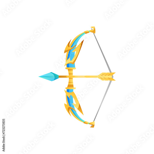 Bow and arrow, element for game design, vector illustration on white