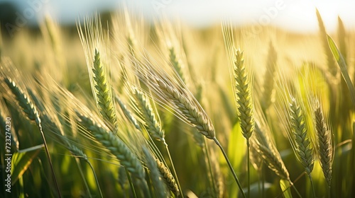 Lush grass and ripe wheat in a natural setting