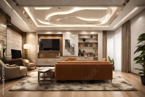 modern living room beautifull ceiling photo