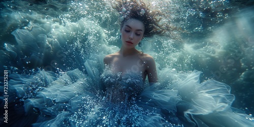 underwater portrait of a beautiful young woman