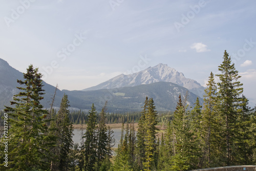 Fototapeta Naklejka Na Ścianę i Meble -  A Smoky Summer Day at Banff National Park