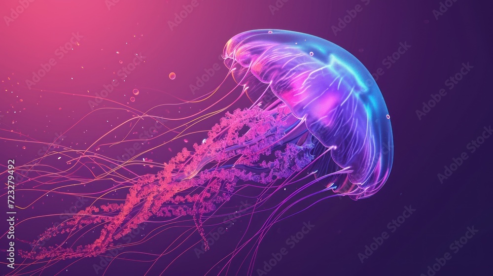 a close up of a jellyfish on a purple and pink background with a blurry image of a jellyfish in the bottom right corner of the jellyfish. a close up of a jellyfish on a purple and pink background with a blurry image of a jellyfish in the bottom right corner of the jellyfish.