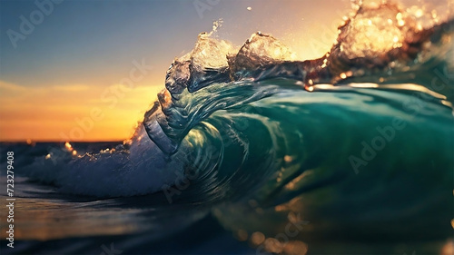 sea wave close up at sunset time Ai Generated © সময় হাসে
