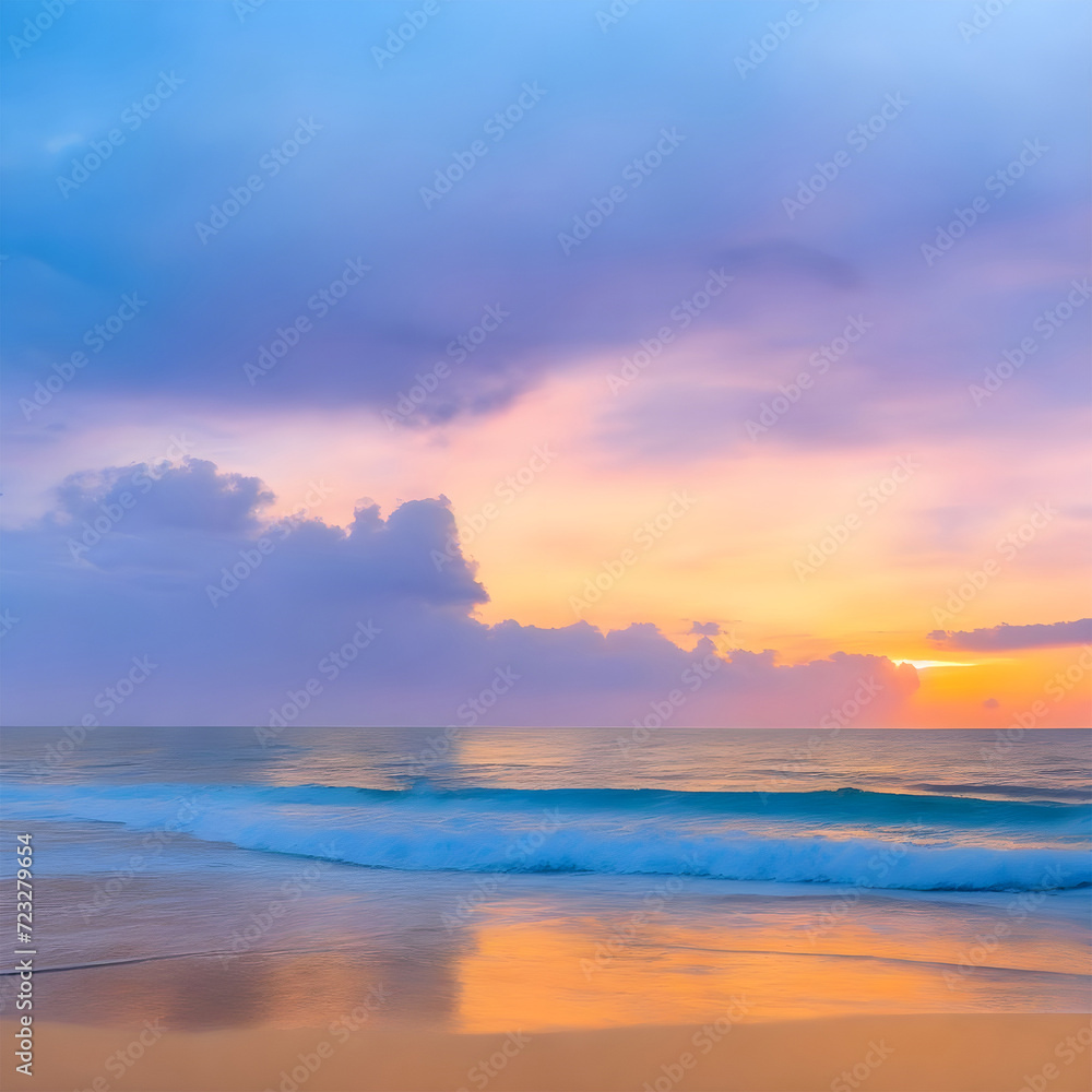 The view of ocean with Clouds and sunrise The view of ocean with Clouds and sunrise