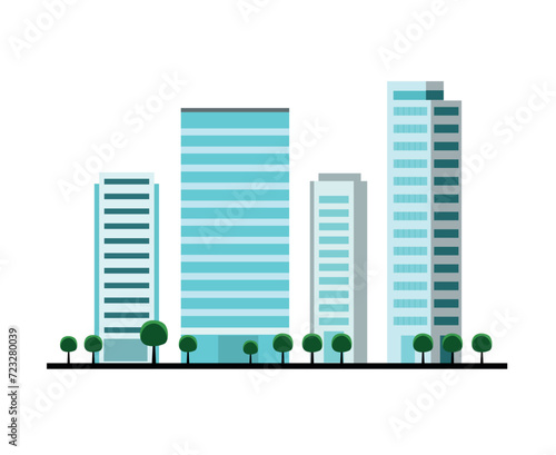 flat city buildings vector illustration