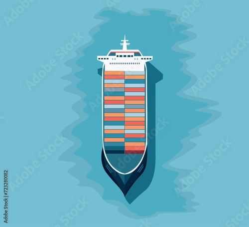 aerial view container ship vector illustration