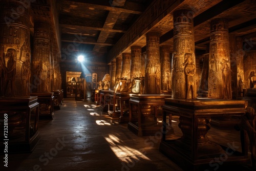 columns at Temple entrance, Egypt. ai generated photo