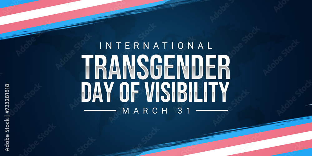 International Transgender Day of Visibility. Transgender flag in brush strokes with typography. Transgender Day of Visibility Poster, March 31 - obrazy, fototapety, plakaty 