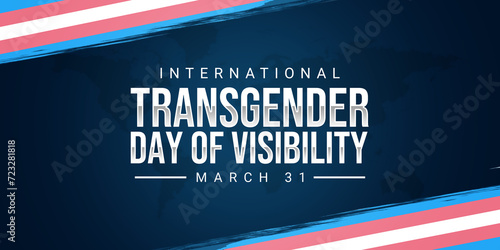 International Transgender Day of Visibility. Transgender flag in brush strokes with typography. Transgender Day of Visibility Poster, March 31 photo