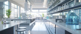 Spacious and bright laboratory interior, equipped for advanced scientific research
