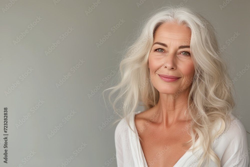 Confident Older Woman Radiates Natural Beauty, Her Flawless Skin Glowing With Happiness