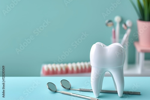 3D model of Teeth on the dentist s table with instruments