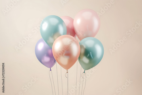 Balloons on wall background for Birthday party. © Pacharee