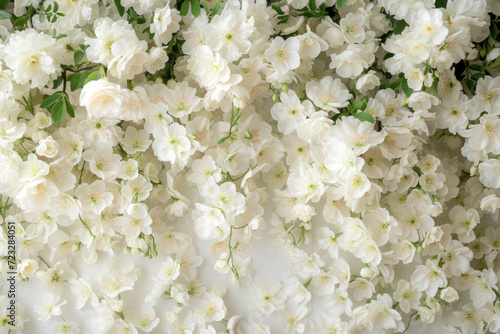 A cascading array of blossoms frames a serene white center