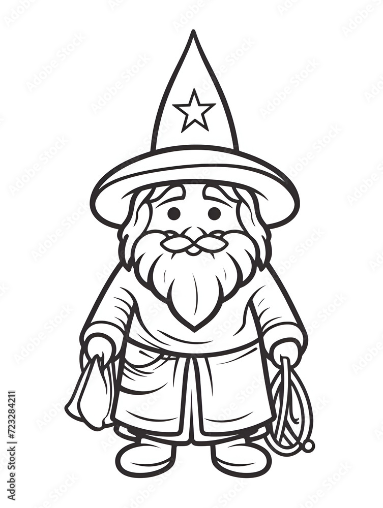 Fototapeta premium Beautiful Wizard Coloring Page, Perfect Design For your Project and Creations, Ai Generative