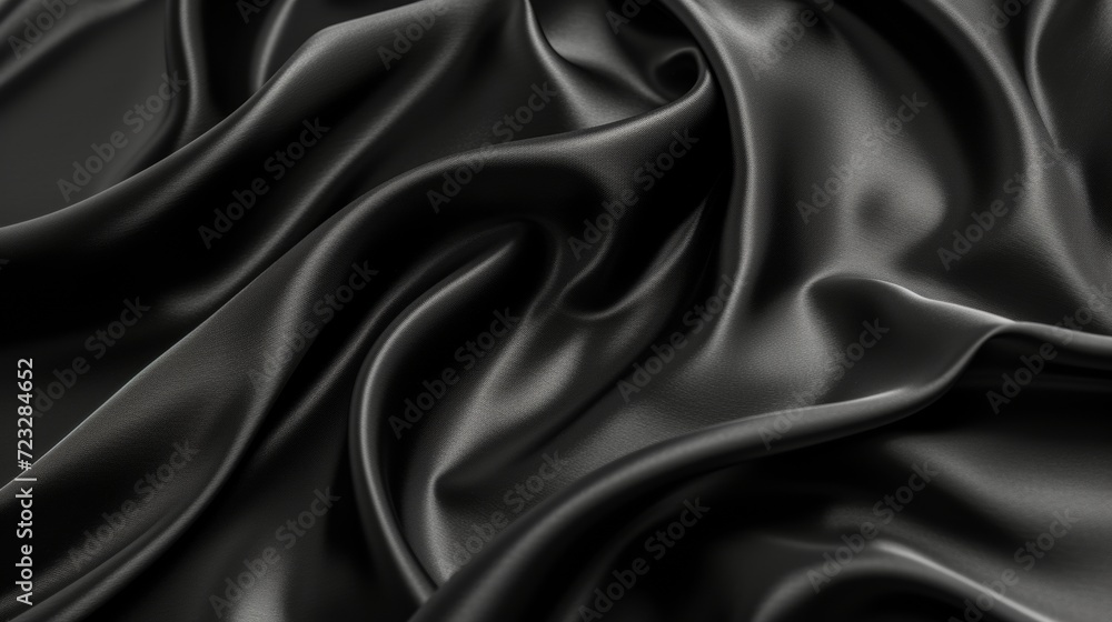 Close Up of Black Silk Material With Texture and Shine Close Up of Black Silk Material With Texture and Shine