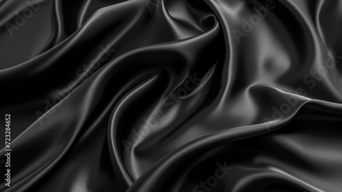 Close Up of Black Silk Material With Texture and Shine