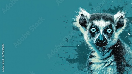  a close up of a small animal on a blue background with a black and white animal on the right side of the frame and a black and white animal on the left side of the right side of the.