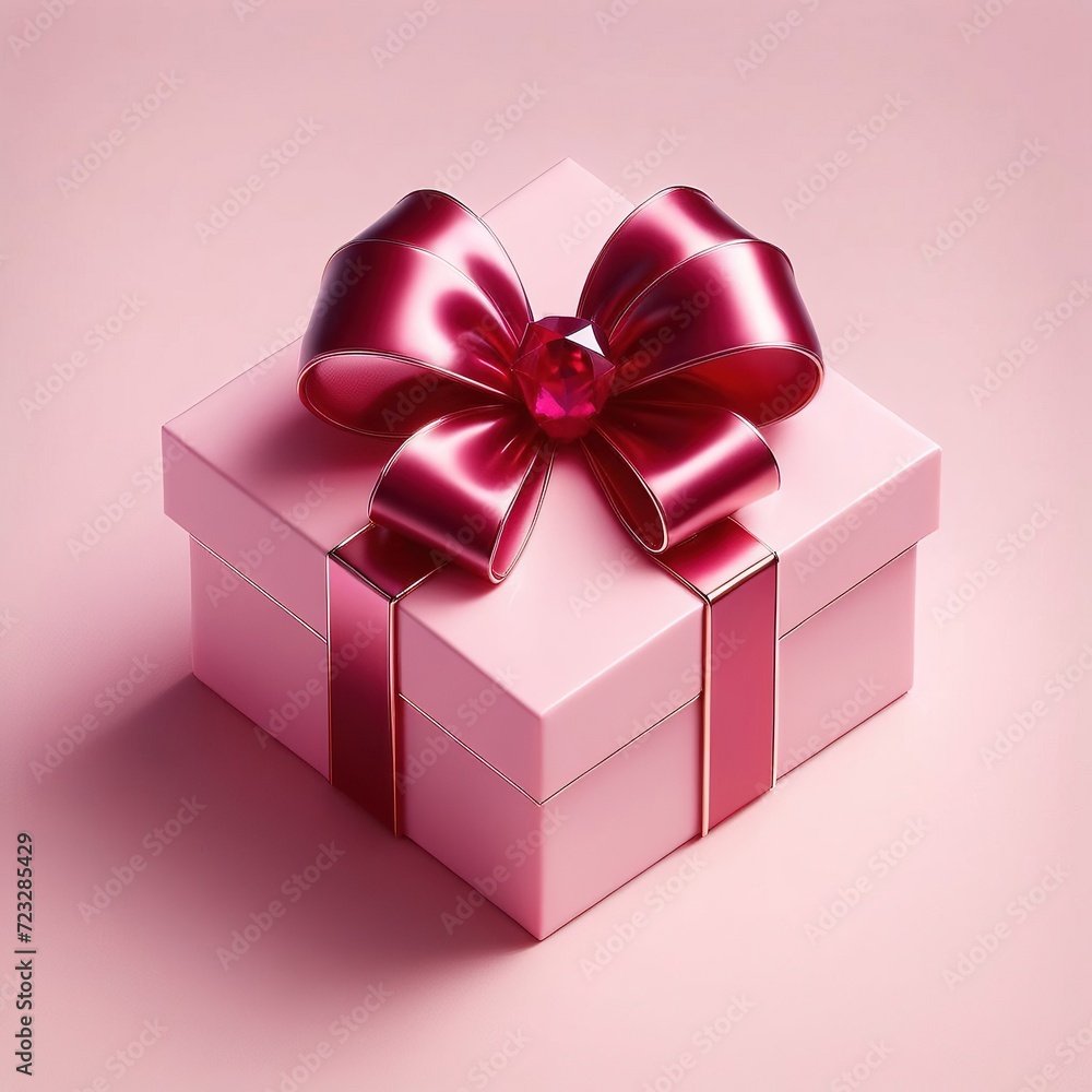 instant present, pink Soft-touch box, solid ruby bow instant present, pink Soft-touch box, solid ruby bow