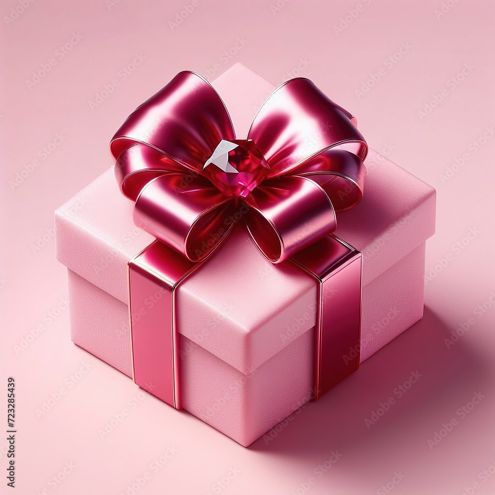 instant present, pink Soft-touch box, solid ruby bow instant present, pink Soft-touch box, solid ruby bow