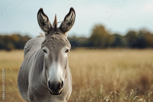Grey donkey in field © Lubos Chlubny