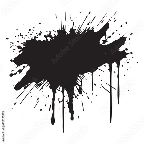 Ink brush stroke isolated on transparent background, paint splatter, artistic design Ink splash. High quality manually traced. Drop element, Rough stain with  smudge, spray paint blot