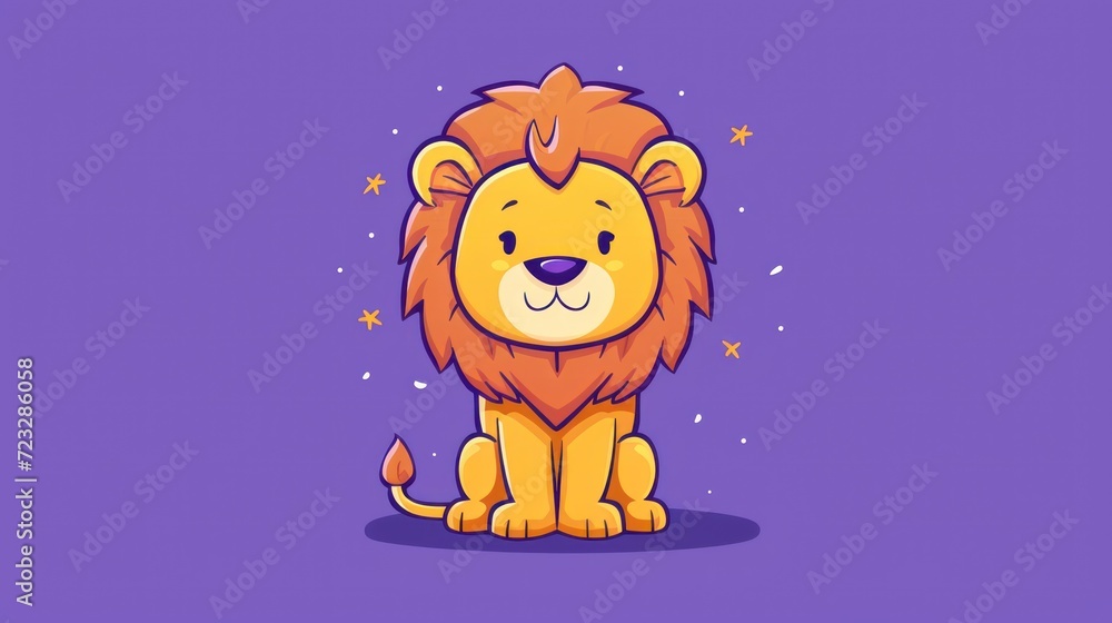 a cartoon lion sitting on the ground with a purple background and a purple background with a purple background and a purple background with stars and a purple background with a. a cartoon lion sitting on the ground with a purple background and a purple background with a purple background and a purple background with stars and a purple background with a.