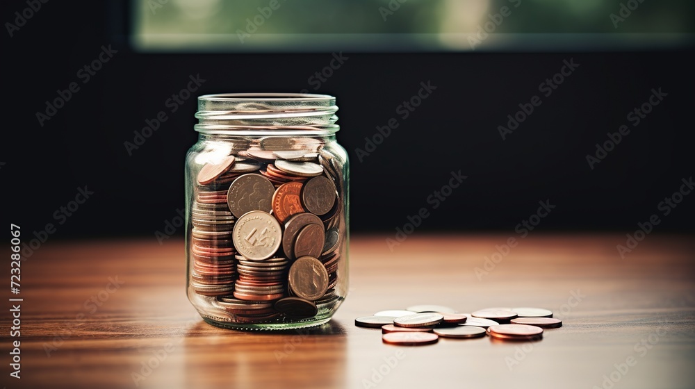 Saving money concept preset by male hand putting money coin stack growing business. arrange coins into heaps with hands, content about money. - obrazy, fototapety, plakaty 
