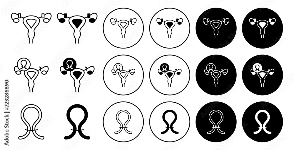 Tubal ligation vector icon set collection. Tubal ligation Outline flat Icon. Tubal ligation vector icon set collection. Tubal ligation Outline flat Icon.