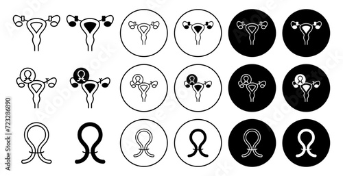 Tubal ligation vector icon set collection. Tubal ligation Outline flat Icon.