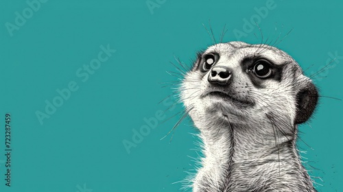  a close up of a meerkat's face with one eye open and the other looking up with one eye open and the other side of the meerkat.