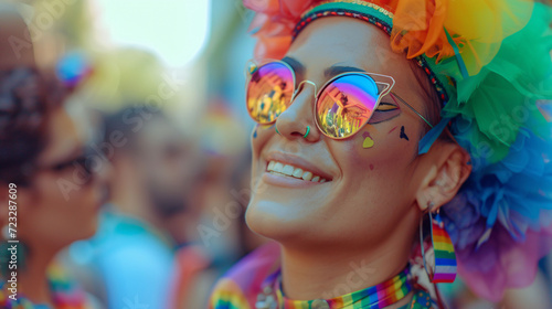 Reflective Rainbow Sunglasses  Pride Parade Fashion  Serene LGBTQ Supporter