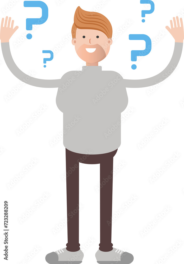 Male Character and Question Marks
Male Character and Question Marks