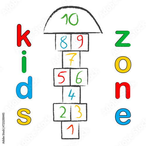 Poster for children's area with colorful hopscotch