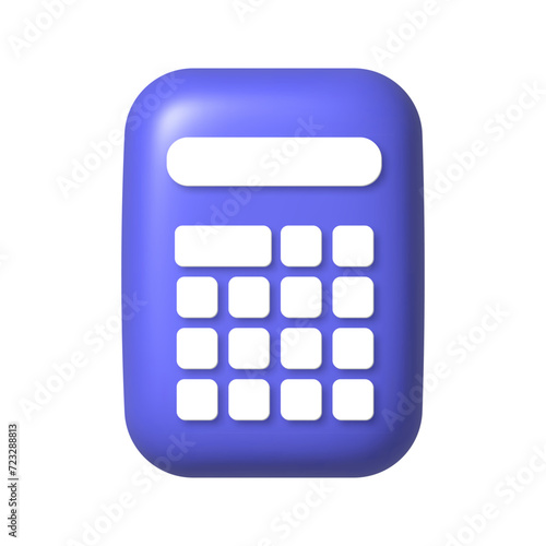 Purple calculator. 3D vector illustration.