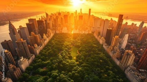 Central Park Overlook at Sunset in New York City