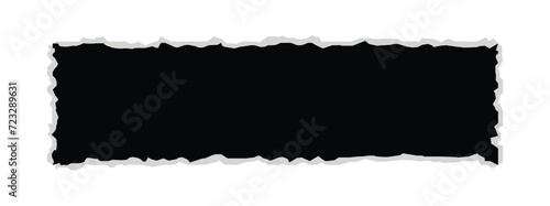 black torn paper isolated on white background. Torn paper edges for background. Ripped paper texture background with area for copy space. Vector illustration. EPS file 169.