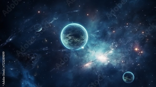 3d space background with fictional planets © Ruslan